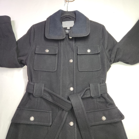🖤Apt. 9 Women's Large Black Mid Length Coat 80% Wool - Picture 2 of 12